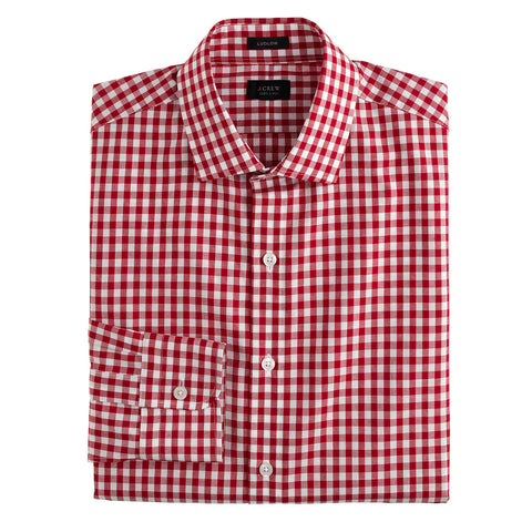 Ludlow Cotton-Linen Shirt in Classic Red Gingham