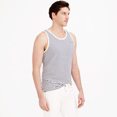 Textured Cotton Tank Top in Washed Sand Stripe