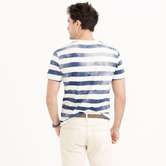 Textured Cotton Tee in Faded Distressed Stripe